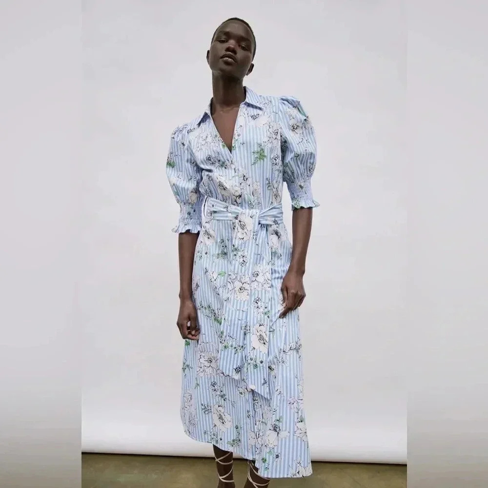 Zara Blue Puff Sleeve Sundress